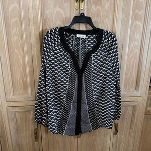 Calvin Klein Black and White Geometric Blouse